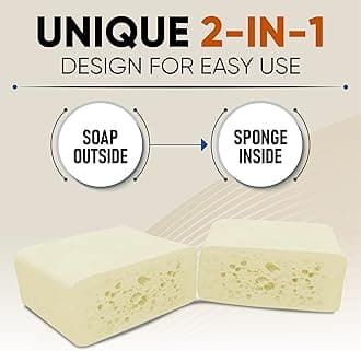 T.Taio Soap Sponge for Shower, Bath Wash Scrubber for Body, Foot, Face, Massage & Lather, Oatmeal, Mini Soap Included, Bathroom Accessories