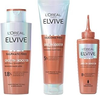 Elvive Growth Booster Set, Anti Hair Loss Shampoo, Conditioner & Serum, Aminexil, Niacinamide & Ginger Extract, Reduces Hair Loss, 200ml, 150ml & 102ml