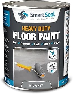 SmartSeal Heavy Duty Floor Paint - Mid Grey, 5L - Hard-Wearing Garage Floor Paint with Anti-Slip Mid-Sheen Finish – also Ideal for Decking, Warehouse flooring, Brick, Concrete, Stone & Wood