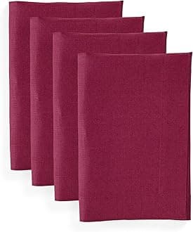 Solino Home Cloth Napkins Set of 4-100% Pure Linen Beet Dinner Napkins 20 x 20 Inch for 4th of July, Summer - Diana Medium Weight, Handcrafted and Machine Washable