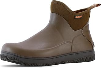 Showave Men's Deck Boots Waterproof Ankle Rain Boots Saltwater Fishing Booties Non-slip Outdoor Rubber Boots
