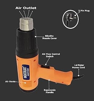 Inditrust 2000 Watt professional heat gun hot air gun with dual temperature setting for Shrink Wrapping, Packing, Paint removal heat gun designed for industrial use ORANGE
