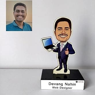 ZOCI VOCI Personalized Gift for IT Employees - Toony Caricature Standee Coolest and Unique Corporate Gift Birthday Gifts (Caricature Gift Male - IT), Wood