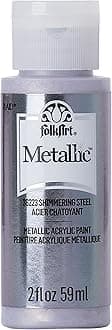 FolkArt Metallic Acrylic Craft Paint, Shimmering Steel 2 fl oz Premium Metallic Finish Paint, Perfect For Easy To Apply DIY Arts And Crafts, 36223