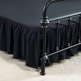 Bed Skirts King Size 16 Inch Ruffled Bed Skirt with Split Corners, 16 Inch Drop Dust Ruffle Bed Skirt with Platform, Black, King - 16" Drop