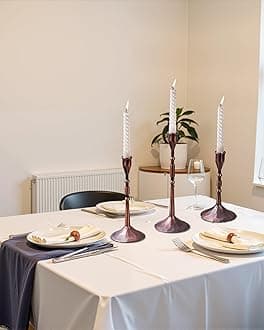 Taper Vintage Candle Holders, Set of 3 Candle Sticks Holder Decor, Candlestick Holders for Wedding, Dining, Party (Reddish Bronze)