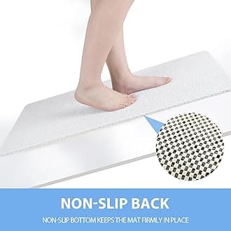 Hargiis Non-Slip Bathtub Mat, 2 Pack Anti Slip Shower Mat, Fast Drying Bathtub Mats, Foot Scrubber Mat, Anti Slip Mat for Tub, Floor, Bathroom, Kitchen, Home, Hotel (White 24"×16"+24"×16")