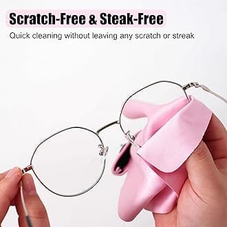 Pink Keychain Microfiber Eye Glasses Cleaner Cleaning Cloth Wipes Portable Eyeglass Lens Cleaning Cloth Wipes for Sunglasses Jewelry Electronics(4 Pack)
