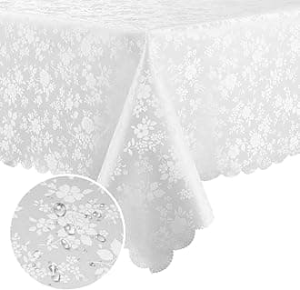 Rectangle Table Cloth, Waterproof Heavy Duty Vinyl Tablecloths, Wipeable Washable Table Cover for Kitchen and Dining Room (White, 60" X 102")