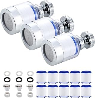 YOTAN Sink Filter Water Faucet, Universal 360 ° Rotating Bathroom Sink Filter, Kitchen Faucet Water Filter-Removes Chlorine Fluoride Heavy Metals Hard Water for Home Kitchen & Bathroom (3 Pcs)