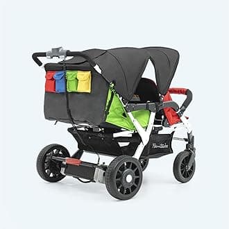 - Quad Electric Stroller Wagon for Kids – Motorized 4-Seater Baby Stroller with 5-Point Safety Harness & All Reclining Seats – Foldable, Safe & Secure for Infants & Toddlers (Rainbow)