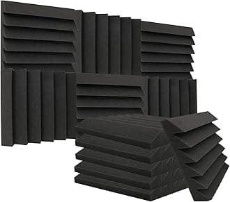 12 Pack Acoustic Foam Panels Studio Soundproofing Wedges 12"x12"x1" Noise Dampening Sound Insulation for Home Ceiling, Black