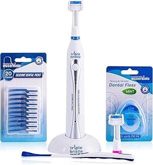 Triple BristleOriginal Sonic Toothbrush | Rechargeable 31,000 VPM Tooth Brush | Patented 3 Head Design | Angled Bristles Clean Each Tooth | Dentist Approved | Triple Bristle Original + Oral Care Kit