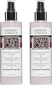 Advanced Clinicals 8Oz Rosewater Toner With Charcoal And Aloe Vera Balancing Ph Formula Detoxifies And Hydrates Skin And Improves Overall Skin Tone Alcohol Free Two - 8 Ounce Multi