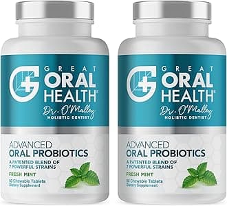 Probiotics for Mouth Bad Breath Treatment for Adults: Dentist Formulated BLIS K12 M18 Advanced Probiotics for Teeth and Gums, 60 Chewable Probiotics Supplement Tablets (Mint 2pk)