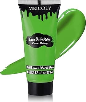 MEICOLY Light Green Face Body Paint(2.37Oz),St Patrick's Day Accessories, Lime Green Face Paint for Halloween SFX Witch Elphaba Makeup,Camouflage Hunting Hulk Gamora, Christmas Stockings Stuffer