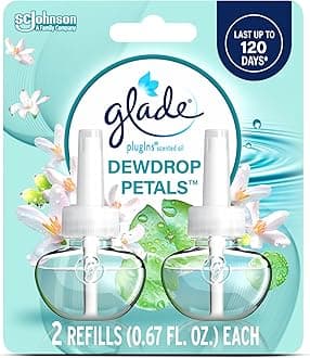 PlugIns Refills Air Freshener, Dewdrop Petals, Scented and Essential Oils for Home and Bathroom, 0.67 Fl Oz, 2 Count