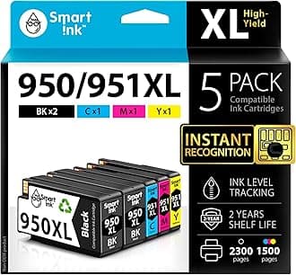 Compatible Ink Cartridge Replacement for HP 950XL 951XL 950 XL 951 XL 5 Pack Combo to use with Officejet Pro 8600 plus 8610 8620 8100 8625 8630 Printers (2 Black & 1 Cyan 1 Magenta 1 Yellow)