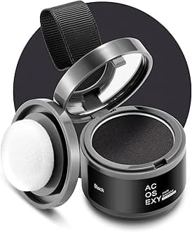 Root Touch Up Hair Powder, Instantly Covers Hairline Shadow, Dark Brown for Thinning Hair, Women/Men, 32 Fl Oz, Natural, Alcohol Free, Semi-Permanent, Includes Direction (Black, Bald Spots)