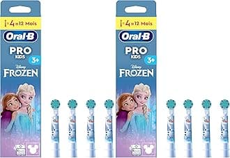Oral-B Pro Kids Electric Toothbrush Head, with Disney Frozen Characters, Extra Soft Bristles, for Ages 3+, Pack of 8 Toothbrush Heads, White