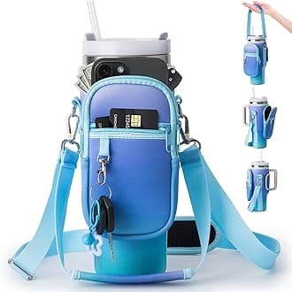 linmaya Water Bottle Carrier Bag for Stanley Cup 40/30oz with Phone Holder Pockets,Neoprene Water Bottle Cross-body Bag with Adjustable Shoulder & Hand Strap Stanley Cup Accessories
