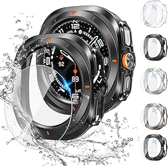Tensea [5+5Pack for Samsung Galaxy Watch Ultra 2025 / Galaxy Watch 7 Ultra 2024 47mm Accessories, Hard PC Bumper/HD Anti-Fog Tempered Glass Protective Film, Face Cover Set for Women Men