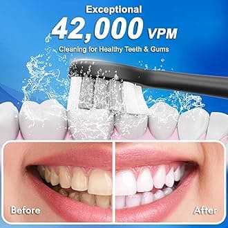 Kuicur Sonic Electric Toothbrush for Adults and Kids, Comes with 10 Brush Heads & Travel Case,15 Modes with 2 Minutes Built in Smart Timer, One Charge for 90 Days, 42,000 VPM Motor