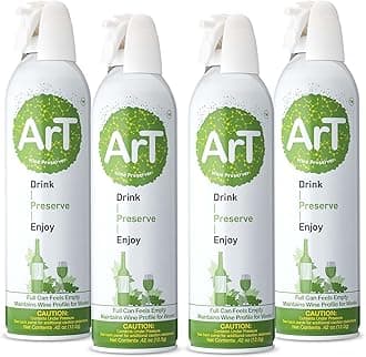 ArT Wine Presever - Wine Presever Gas for Wine, Whiskey, and more, Argon Wine Presever for Wine Preservation, Argon Gas with Wine Bottle Stopper, Preserves White & Red Wine Up to 30 Days