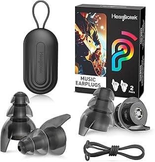 Silicone Concert Ear Plugs, 2 Pairs Reusable High Fidelity Earplugs for Concerts, Festivals, Motorcycling, Black