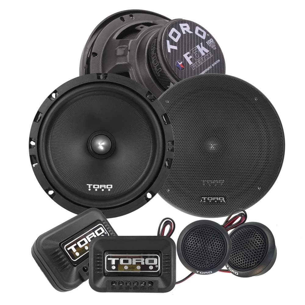 Toro Audio F6K 6.5″ Component Car Speaker Set | 200W Peak / 100W RMS Pair, 13mm Ferro Fluid Tweeters, Poly-Mica Cones, Butyl Rubber Surround, High-Efficiency Sound