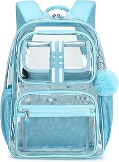 Cusangel Clear Backpack for School,16in Heavy Duty Clear BookBag,TPU Large Capacity Black See Through backpack for Stadiums,Concerts,Plastic transparente para mujer for 8Age+