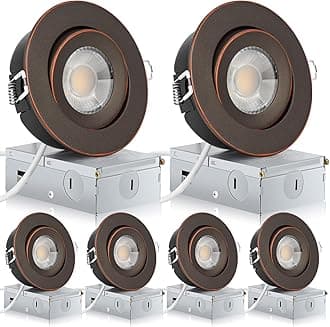 Oil Rubbed Bronze Recessed Lighting 4 Inch 6 Pack,Gimbal Led Lights with Junction Box,5CCT Selectable,9W 750LM,Dimmable