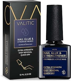 Valitic Strong Nail Glue and Strengthener - Quick Dry Brush On Gel for Long Lasting Nails - Adhesive Bond for False Nails - Strengthener for Nail Tips - 1 Pack