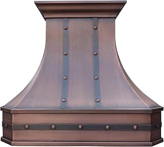 SINDA Natural Beautiful Copper Stove Range Hood with Powerful Range Hood Inserts, LED Lights & Baffle Filter, 48"W x 48"H Island Mount, Smooth-Natural Copper, H3STRSNI4848