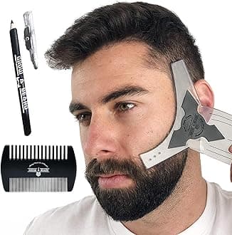 Beard Shaper & Barber Pencil, Beard Lineup Tool, Great Beard Guide Shaping Tool for Men, Beard Lineup Guide Template Thats Perfect for Styling and Edging, With Beard Comb