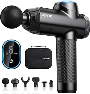 RENPHO R3 Upgrade Power Massage Gun Deep Tissue, Powerful 12 mm Amplitude Muscle Massage Gun, LCD Touch Electric Handheld Massager for Body Muscle Tense Relax with Carry Case, Gifts for Men (Black)