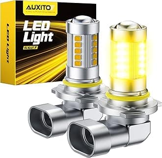 9145 9140 H10 LED Fog Light Bulbs, 3000K Amber Yellow CSP LED Fog Lights True 1:1 Mini Size, 360°Full Illumination, Set & Plug, Pack of 2