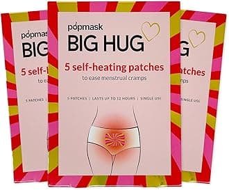 POPBANDPopmask Big Hug X3 Bundle Pack Biodegradable Heat Patches Lasts Up to 12 Hours, Warms in 60 Seconds, Heats Naturally - x15 Self Heating Pads, Pink (5HUG), Pack of 15