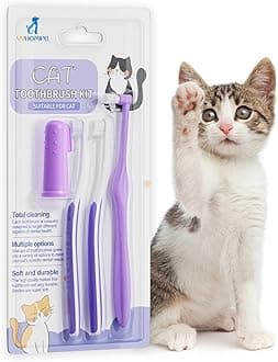 Cat Toothbrush Complete Kitty Dental Care Kit with Teeth Whitening Tracker - Premium Brushes for Cats, Easy Oral Hygiene & Gap Cleaning-cat