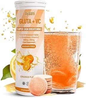 Glow Orange | Glutathione 500mg + Vitamin C 500mg Effervescent Tablets | High-Strength Sugar-Free Vegan Beauty Drink for Skin Brightening & Collagen Support | 20 Tablets