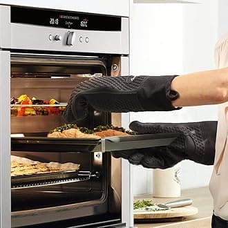 Auzilar Silicone Cooking Gloves, Grilling Gloves, Heat Resistant Gloves BBQ Kitchen Silicone Oven Mitts, Long Waterproof Non-Slip Potholder for Barbecue, Cooking, Baking