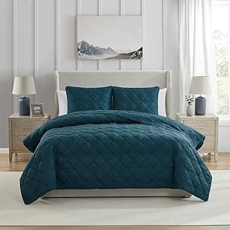 VCNY Home - Quilt Set, Soft 3-Piece Pinsonic Damask Bedding Set with Matching Shams, Ideal for All Seasons (Lucy Teal, Full/Queen)