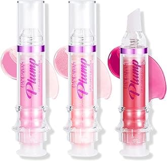 3 Colors Lip Plumper Gloss, Spicy Lip Plumping Booster Lip Oil, Ultra-Hydrating & Nourishing Plump and Pout Lipgloss, Glossy Finish Fuller Plumping Lip Tint for Women Girls Makeup