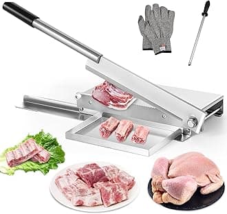 Moongiantgo Manual Meat Bone Cutter Rib Slicer Heavy Duty Chicken Cutting Machine with 16 Inch Knife SUS Bone Chopper for Beef Goat Pig Fish Butcher Commercial Kitchen (KD0298)