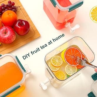 Mumufy 3 Set Plastic Drink Dispensers for Parties Beverage Dispenser for Fridge with Spigot Iced Juice Lemonade Container with Labels and Pens Summer Party Supplies(1.2 Gallon,Green)