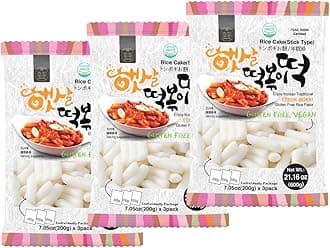Korean Rice Cake Tteokbokki Stick – 3 Pack (3 Individual Package X 3 Pack) Vegan, Non-GMO, Gluten Free, Tteok Rice Cakes Food Pasta 21.16 oz Per Pack