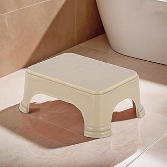 Kuber Industries Durable Bathroom Stool for Bathing | Comfortable Indoor Machiya for Sitting | Senior Citizens Bath Stool & Adults Patla Chair for Home | Plain P6 - Beige