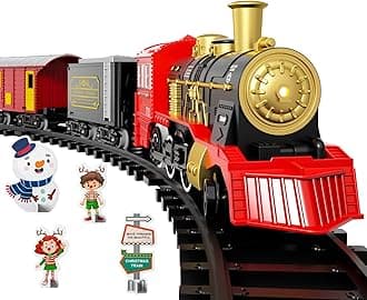 Electric Train Set for Kids, Classic Christmas Train Toys Set for Boys Girls Steam Locomotive Engine, Lights & Sound, Tracks, Birthday Toy for Age 3 4 5 6 7 8+ Years Old Kids