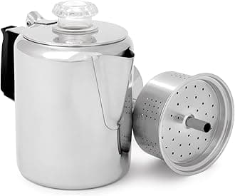 GSI Outdoors Glaicer Stainless Percolator with Silicone Handle, 12 Cup