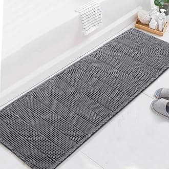 H.VERSAILTEX Upgraded Waffle Runner Rug Super Absorbent Non Slip Bath Rugs for Beside Tub, 24" x 72", Grey
